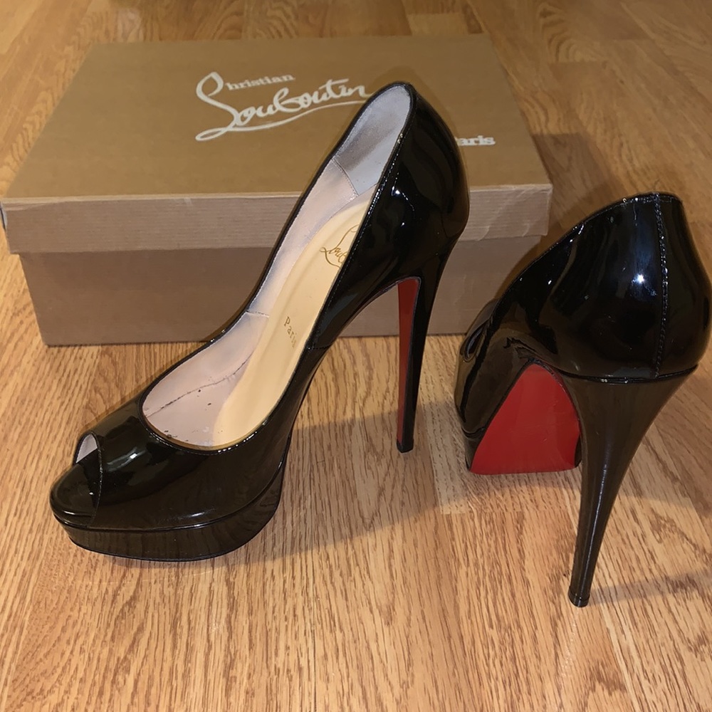 PRICE DROPPED Christian Louboutin Black Lady Peep 150 MM